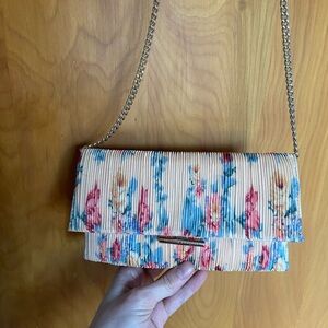 Loeffler Randall Cream and Pink Floral Clutch